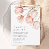 Elegante Waterverf bloementulp bruiloft Kaart