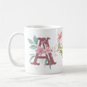 Elegante Waterverf Bloemenvlinder Monogram A Koffiemok (Links)