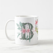 Elegante Waterverf Bloemenvlinder Monogram B Koffiemok (Links)