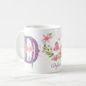 Elegante Waterverf Bloemenvlinder Monogram D Koffiemok (Voorkant links)