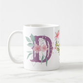 Elegante Waterverf Bloemenvlinder Monogram D Koffiemok (Links)
