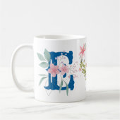 Elegante Waterverf Bloemenvlinder Monogram E Koffiemok (Links)