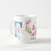 Elegante Waterverf Bloemenvlinder Monogram F Koffiemok (Voorkant links)