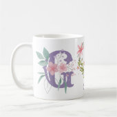 Elegante Waterverf Bloemenvlinder Monogram G Koffiemok (Links)