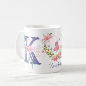 Elegante Waterverf Bloemenvlinder Monogram K Koffiemok (Voorkant links)