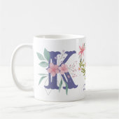 Elegante Waterverf Bloemenvlinder Monogram K Koffiemok (Links)