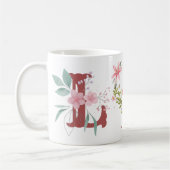 Elegante Waterverf Bloemenvlinder Monogram L Koffiemok (Links)