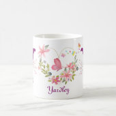 Elegante Waterverf Bloemenvlinder Monogram Y Koffiemok (Center)