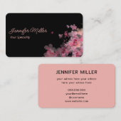 Elegante waterverf bloemenzwart visitekaartje (Voorkant / Achterkant)