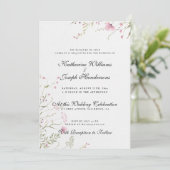 ELEGANTE WATERVERF BLOEMIG ABSTRACT RSVP & BRUILOF KAART (Staand voorkant)