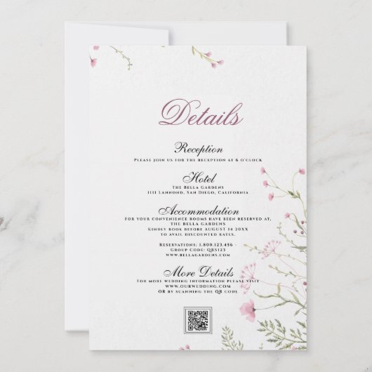 ELEGANTE WATERVERF BLOEMIG ABSTRACT RSVP & BRUILOF KAART (Achterkant)