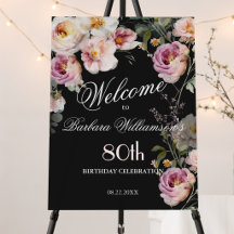 Elegante waterverf bloemige 80ste verjaardag welko