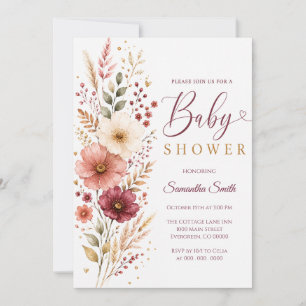 Elegante Waterverf Bloemige Baby Shower Kaart