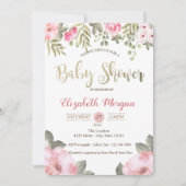 Elegante waterverf bloemige babyshower uitnodiging (Voorkant)