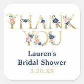 Elegante Waterverf Bloemige Bedank Sticker (Voorkant)