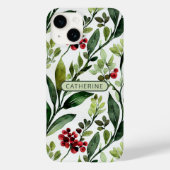Elegante Waterverf Bloemige Botanische Naam Case-Mate iPhone Case (Achterkant)