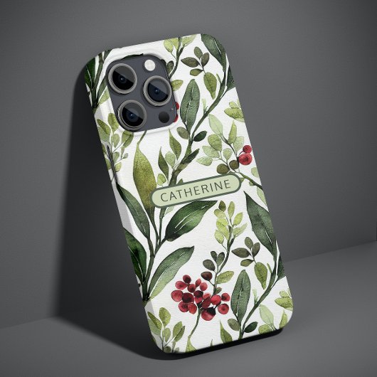Elegante Waterverf Bloemige Botanische Naam Case-Mate iPhone Case