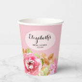 Elegante waterverf bloemige bruidsdouche papieren bekers (Voorkant)