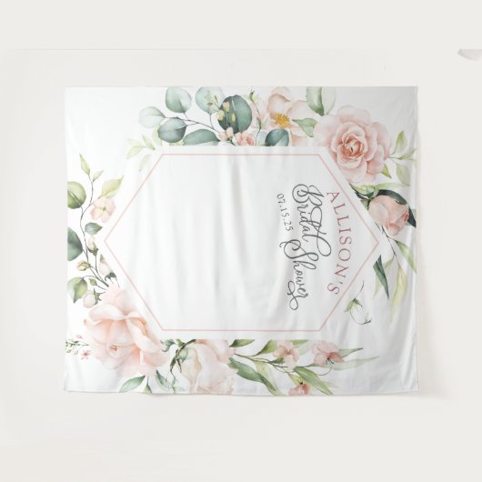 Elegante waterverf bloemige bruidsfeest achtergron wandkleed (Voorkant (horizontaal))