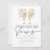 Elegante waterverf bloemige champagne bruidsdouche kaart (Voorkant)