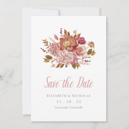 Elegante Waterverf Bloemige Foto Huwelijk Save The Date