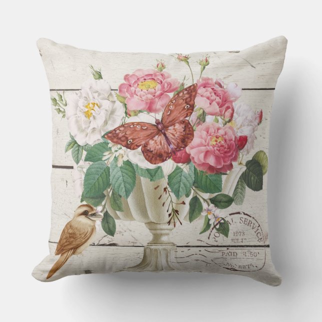 Elegante waterverf bloemige Franse stoffige achter Kussen (Voorkant)