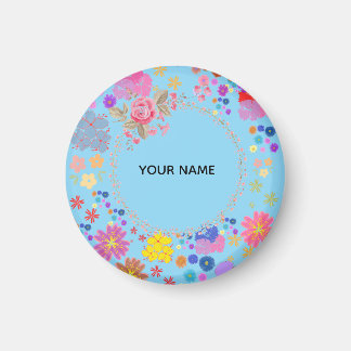 Elegante waterverf bloemige gepersonaliseerde naam magneet