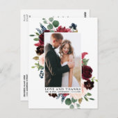 Elegante Waterverf Bloemige Groene Liefde Dankjewe Briefkaart (Voorkant / Achterkant)