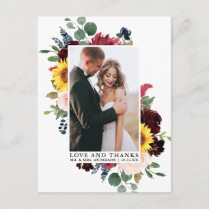 Elegante Waterverf Bloemige Liefde Dank Briefkaart