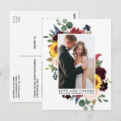 Elegante Waterverf Bloemige Liefde Dankjewel Briefkaart (Voorkant / Achterkant)