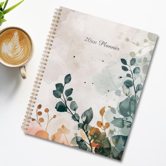 Elegante Waterverf Bloemige Minimalist Planner