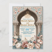Elegante Waterverf Bloemige Moslim Bruiloft Kaart (Voorkant)