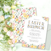 Elegante Waterverf Bloemige Paasbrunch Kaart