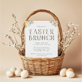 Elegante Waterverf Bloemige Pasen Brunch Kaart