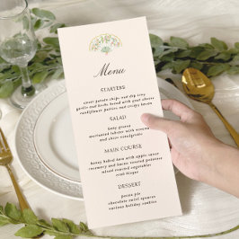 Elegante Waterverf Bloemige Rococo Bruiloft Menu