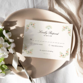 Elegante Waterverf Bloemige Rococo Bruiloft RSVP Kaartje