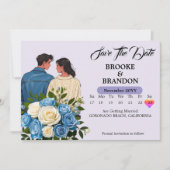 Elegante waterverf bloemige Save the Date kaart (Voorkant)