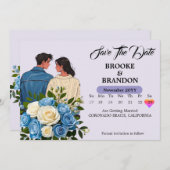 Elegante waterverf bloemige Save the Date kaart (Voorkant / Achterkant)