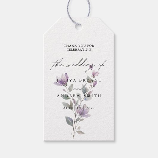 Elegante waterverf bloemige stijlvolle script brui cadeaulabel (Voorkant)