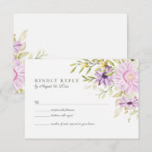 Elegante waterverf bloemige trouw-RSVP kaart (Voorkant / Achterkant)