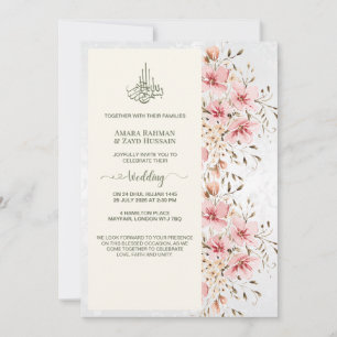 Elegante Waterverf Bloemige Trouw Uitnodiging