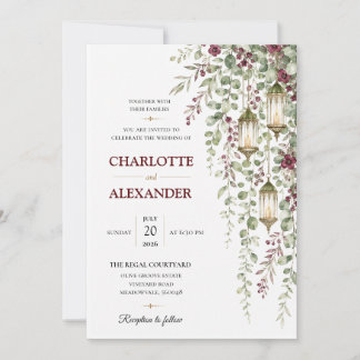 Elegante Waterverf Bloemige Trouwuitnodiging Kaart