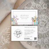 Elegante Waterverf Bloemist Logo QR Code Visitekaartje