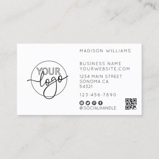 Elegante Waterverf Bloemist Logo QR Code Visitekaartje (Achterkant)