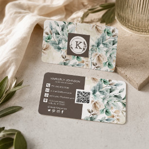 Elegante waterverf bloemkaart visitekaartje