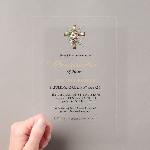 Elegante waterverf Bloemkruis Bevestiging Acryl Uitnodigingen