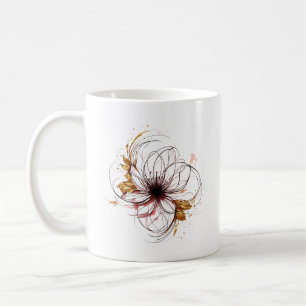 Elegante waterverf bloemkunst koffiemok