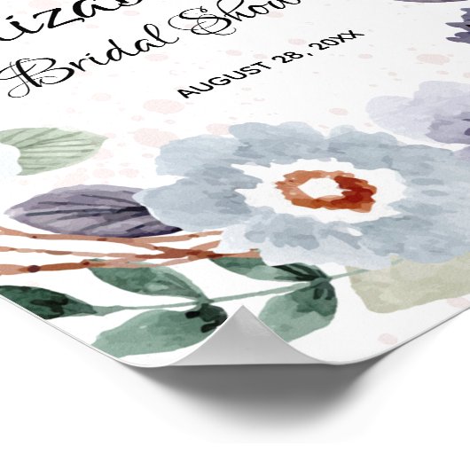 Elegante waterverf bloemrijke bruidsdouche bord poster (Hoek)