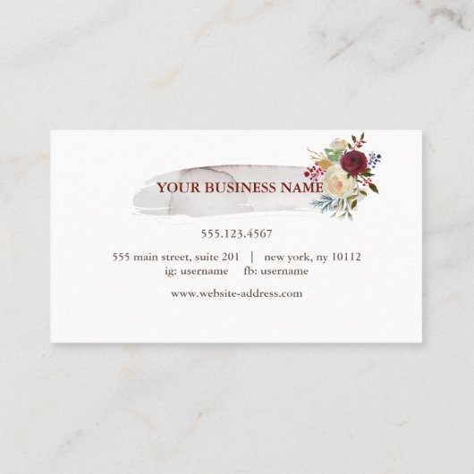 Elegante Waterverf Bloemrijke Burgundy Loyalty Car (Achterkant)