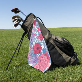 Elegante waterverf bloemrijke decoratieve opvallen golfhanddoek
